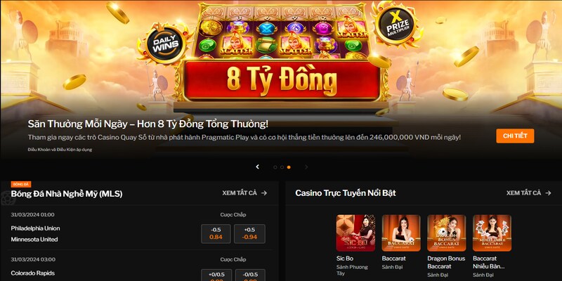 Giao diện sảnh Casino 188Bet hiện đại, bắt mắt